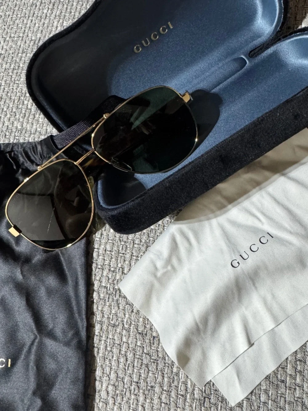 Gucci GG0528S 009 Aviator Sunglasses Gold/Tortoise w/ Case